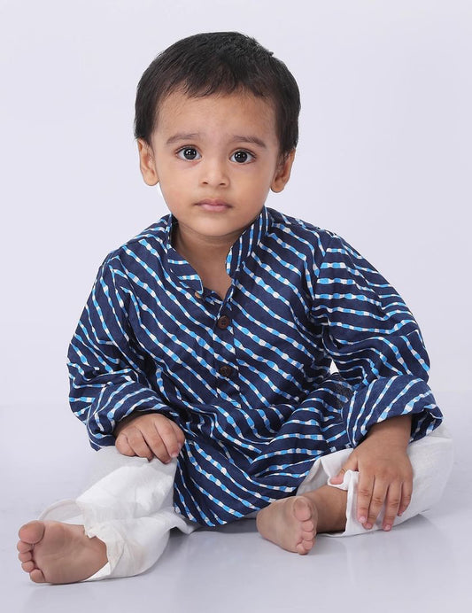 Blue leheriya kurta set