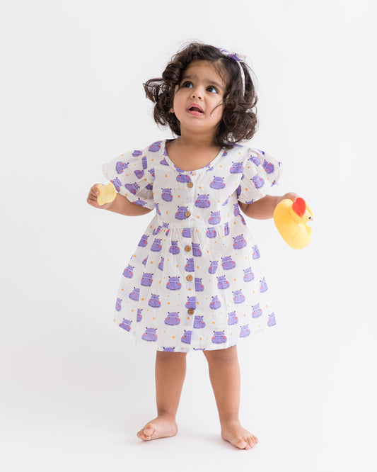 Little Hippo frock set with band